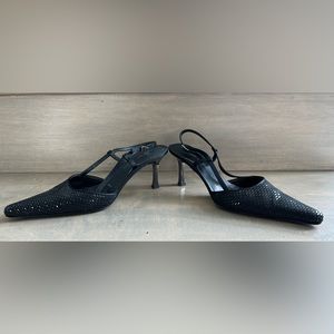St John Sling Back shoes Black Metallic Italian 6.5 size